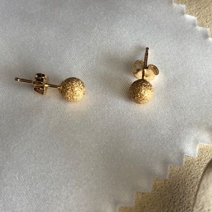 14K Yellow Gold Petite Pavé Ball Earrings - NWOT